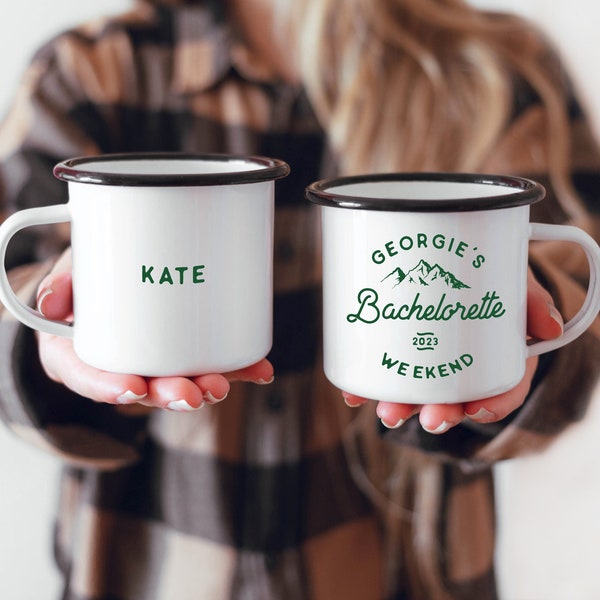 Bridal Party Mugs Bachelorette Party Cups Campfire Mugs Bachelorette Gifts Camping Mugs Bachelorette Mugs Bridesmaid Gift Enamel Mugs