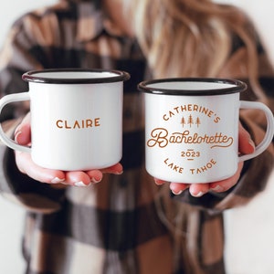 Mountain Camp Bachelorette Party Mugs Campfire Mug Camping Bachelorette Gifts Bridesmaid Gift Camp Mugs // Double Sided image 2