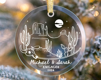 Desert Engaged Ornament Custom Western Engagement Ornament Name Christmas Ornament Desert