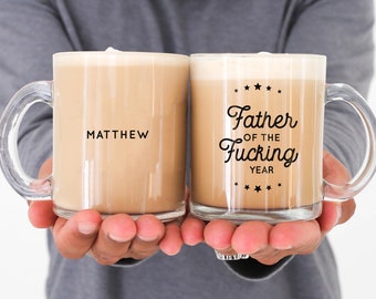 Personalized Gift For Dad Fathers Day Gift From Daughter Father Of The Fucking Year Funny Dad Gift  // 8 STYLES