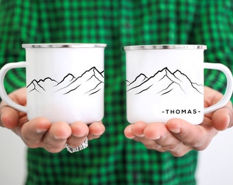 Personalised Campfire Mug Camping Mug Mountains Camping Gift  // ONE Mug