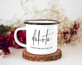 Groomswoman Gift Best Woman Gift Bachelorette Party Cups Bridesmaid Gift Maid of Honor Mug Camping Cup Bridal Party Campfire Mug Minimalist