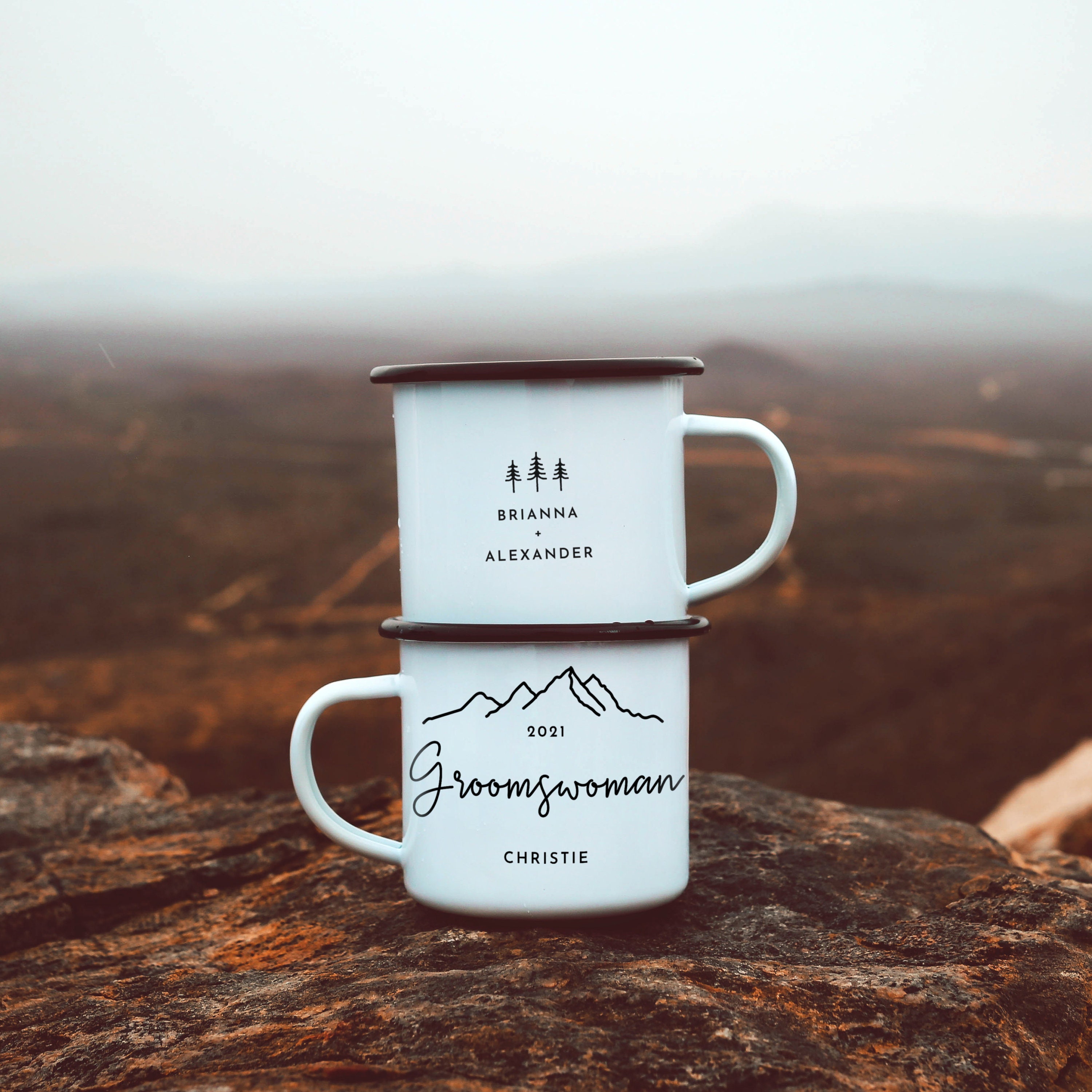 Mountain Camping Adventure Print Enamel Creative Coffee Water Milk Cups  Camping Mugs Handle Drinkware Vacation Hiking