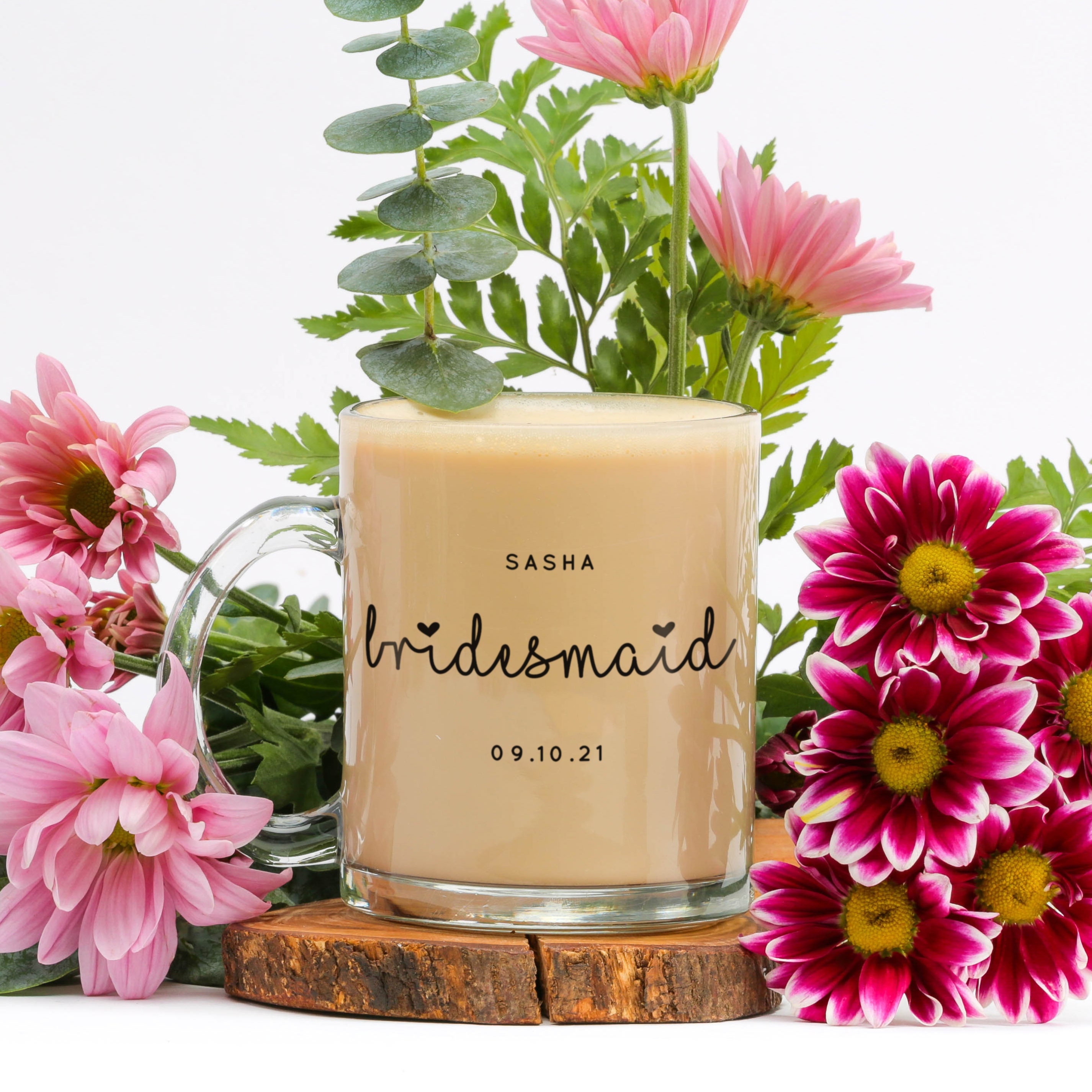 Bridesmaid Gift Bridesmaid Mug Maid of Honor Mug Personalized Bridal Party Mugs GLASS