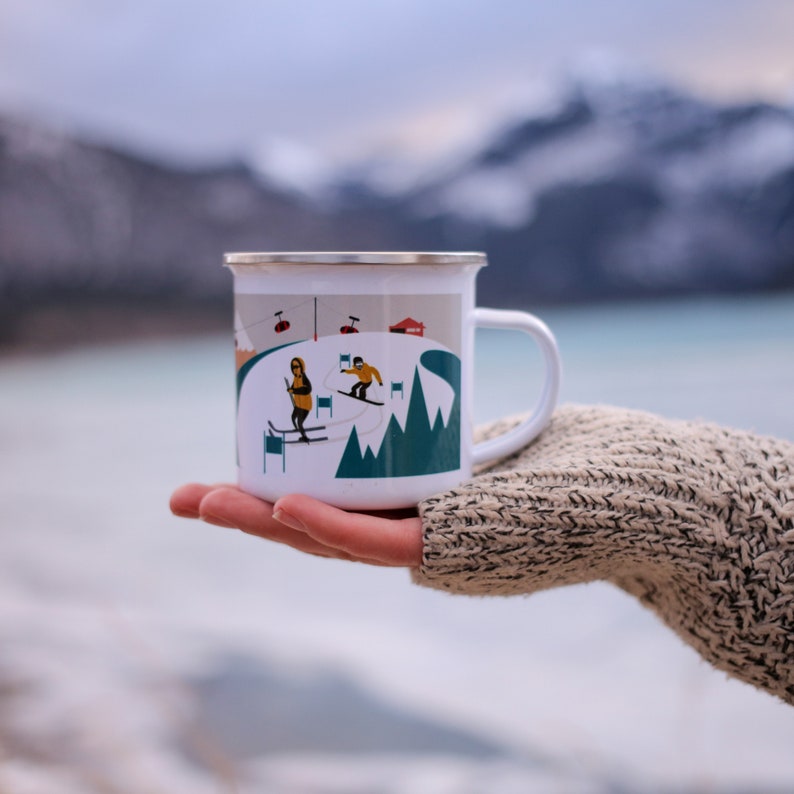 Personalized Christmas Gift Ski Gift Campfire Mug Mountain Custom Camping Mug Ski Mug Snowboarder Gift Mug image 9