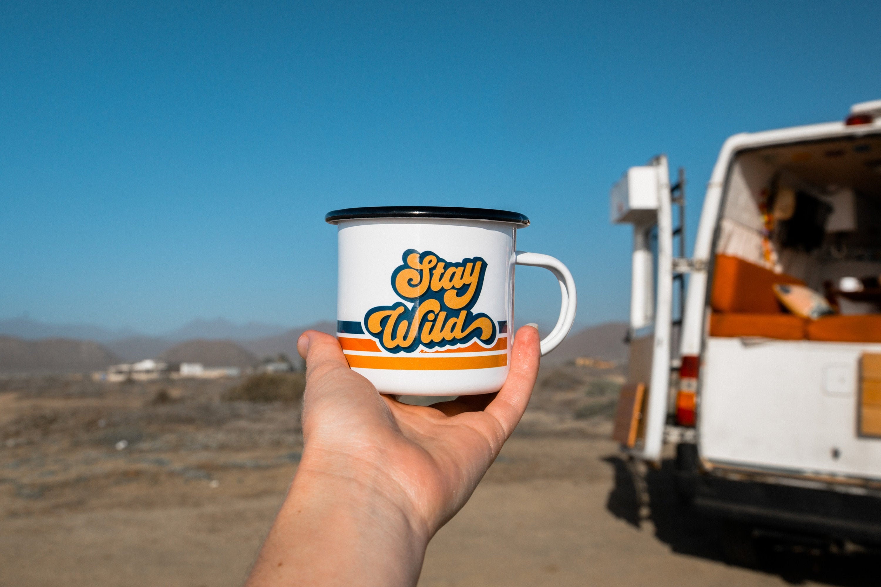 Personalised Stay Wild Camping Mug Retro Camp Mug 70s Enamel Etsy