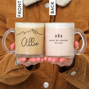 Bridesmaid Mugs Personalized Bridesmaid Gift Mountain Wedding Maid Of Honor Mugs Camp Bachelorette // ONE Mug 画像 3