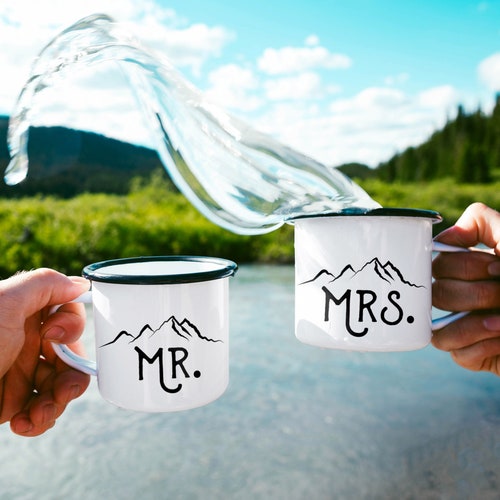 Mr Mrs Camp Mug Mr and Mrs Mugs Camping Mug Enamel Mug Etsy