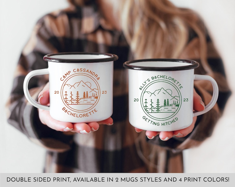 Camp Bachelorette Gifts Campfire Mugs Hiking Cabin Bachelorette Gifts Camping Bachelorette Mugs Bridal Party Mugs image 1