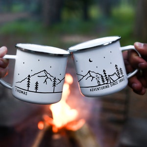 Personalized Camp Mug Campfire Mug Forest Mug Camping Gift Mountain Mug Tent // ONE Double Sided Mug image 7