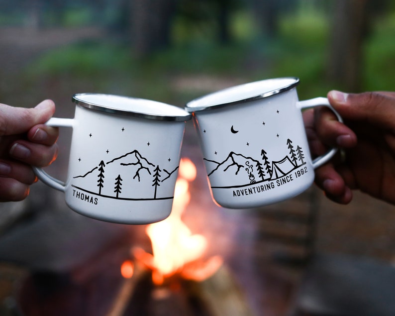 Personalized Camp Mug Campfire Mug Forest Mug Camping Gift Mountain Mug Tent // ONE Double Sided Mug image 7