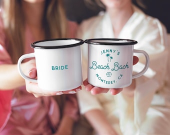 Beach Bach Party Cups, Tropical Beach Bachelorette Party Favors, Customizable Travel Mug