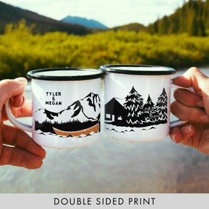 Personalized Lake Gift Customisable Enamel Mug Hiker Gift Mountain Mug - 11oz Camping Mug