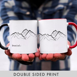 Personalised Gift Mountains Custom Coffee Mug Personalized Gift Hiker Gift Camping Gift // ONE Double Sided Mug image 9