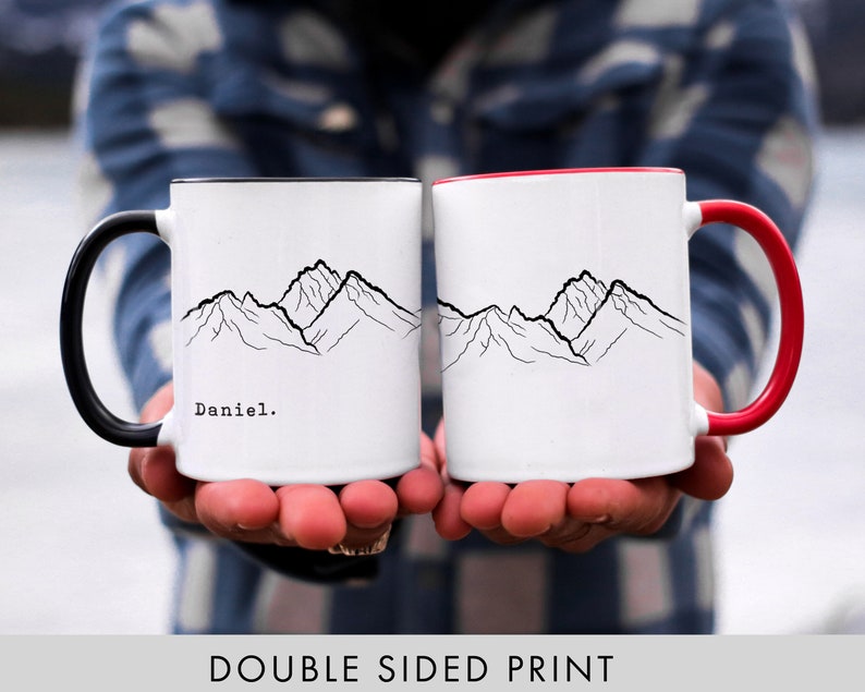 Personalised Gift Mountains Custom Coffee Mug Personalized Gift Hiker Gift Camping Gift // ONE Double Sided Mug image 9