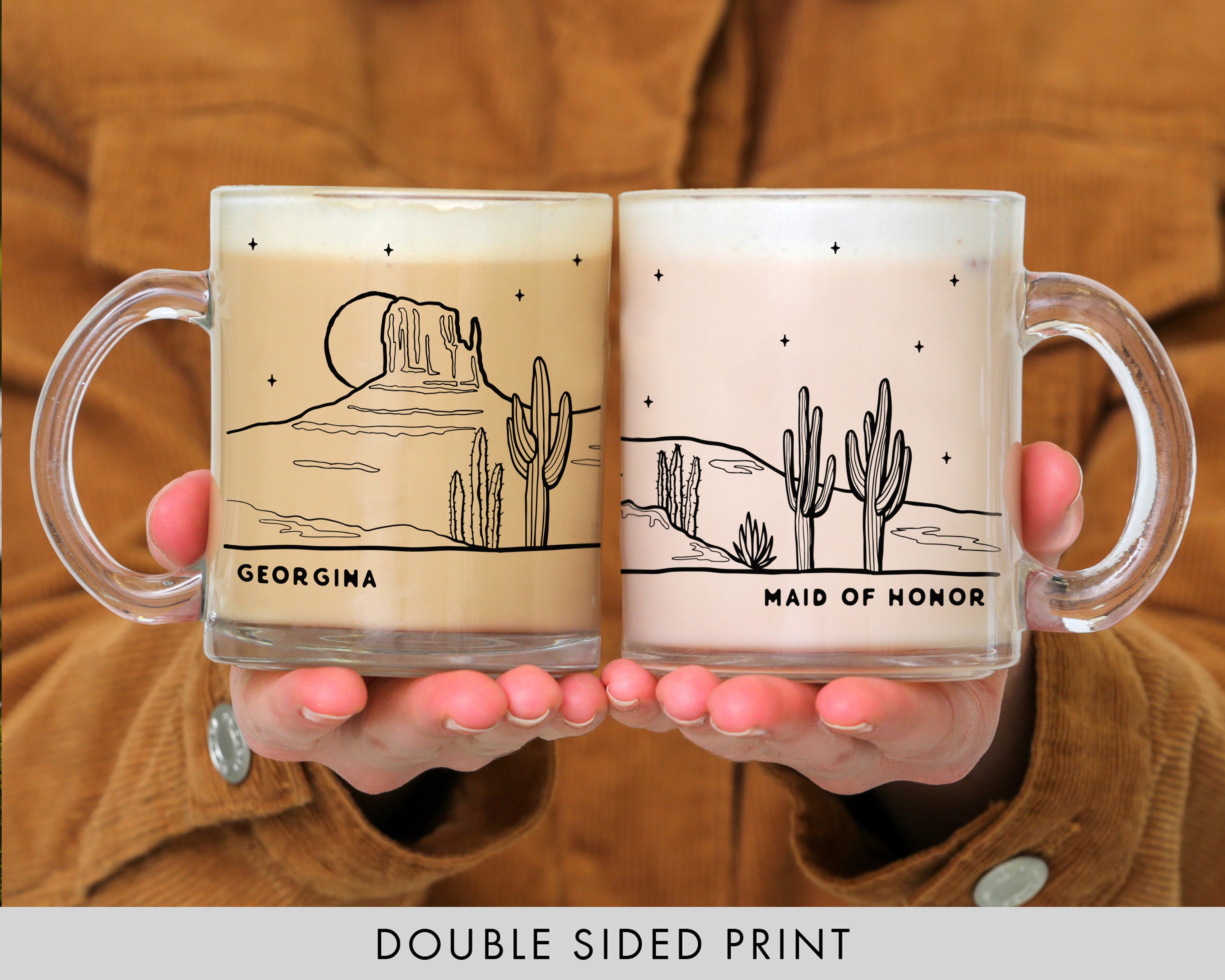 Cactus Handmade Pottery Mug in Bright, Hand Painted Desert Colors