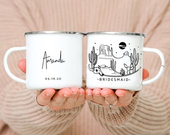 Desert Bridesmaid Mugs Southwestern Bridesmaid Camping Mugs Desert Cactus Bridal Party Mugs Adventure Wedding Arizona