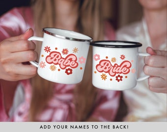 Bride and Babe Retro Bachelorette Favors 70s Bachelorette Party Cups Retro Bride Bachelorette Party Favors // Double Sided Mugs