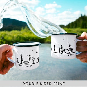 Personalized Wedding Gift Engagement Gifts Customisable Mug Outdoor Gift For Couple Enamel Mug Campfire Mug // ONE Double Sided Mug