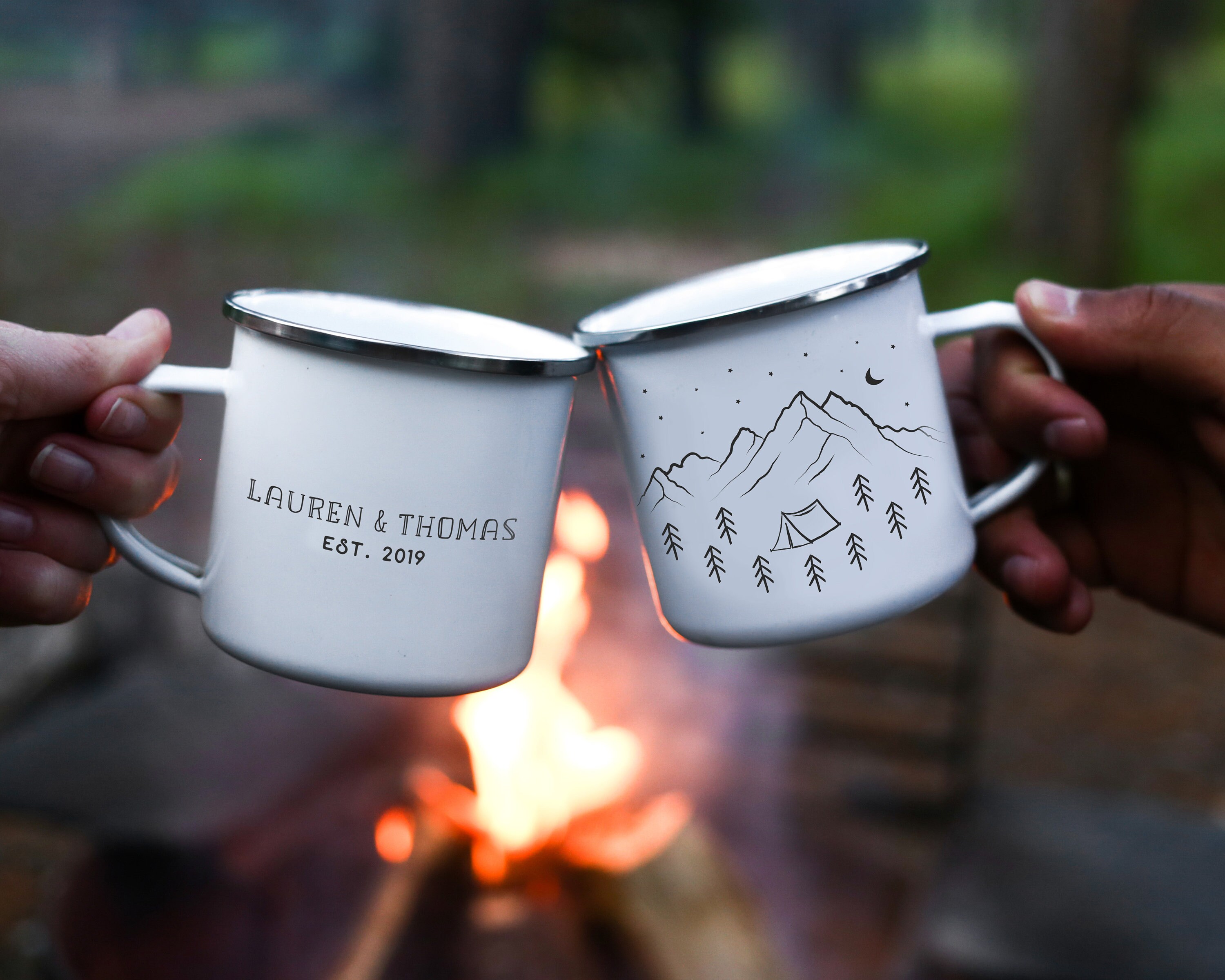 Personalized Campfire Mug Custom Camp Mug With Name Mountain Etsy