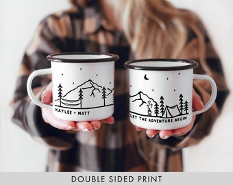 Personalized Christmas Gift Camp Mug Engagement Gift Coffee Mug Unique Wedding Gifts - Campfire Mug - Camp Cup