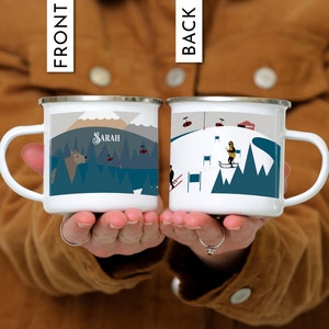 Personalized Christmas Gift Ski Gift Campfire Mug Mountain Custom Camping Mug Ski Mug Snowboarder Gift Mug image 2