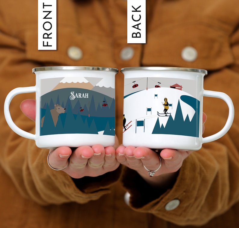 Personalized Christmas Gift Ski Gift Campfire Mug Mountain Custom Camping Mug Ski Mug Snowboarder Gift Mug Bild 2