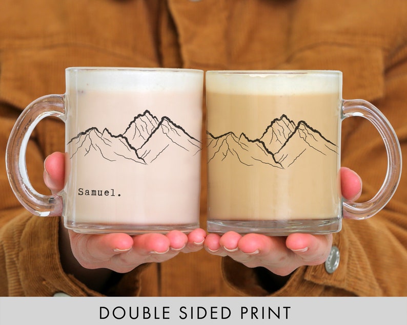 Personalised Gift Mountains Custom Coffee Mug Personalized Gift Hiker Gift Camping Gift // ONE Double Sided Mug image 3