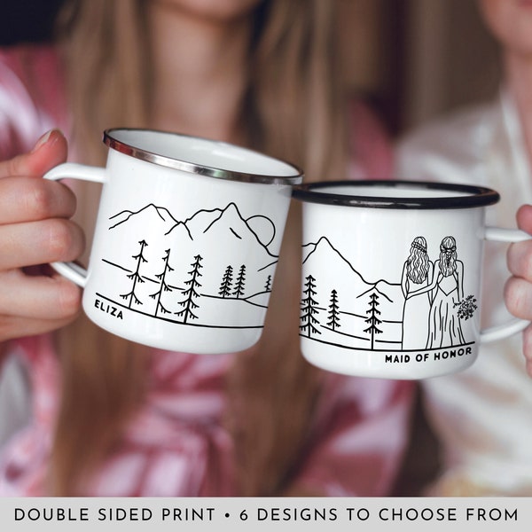 Personalized Maid of Honor Mug, Maid of Honor Gift, Bridesmaid Mug, Camp Bachelorette Gifts, Campfire Mug, Mountain Mug,