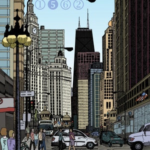 Michigan Avenue, Tribune Tower, Wrigley Building, John Hancock Tower, Chicago