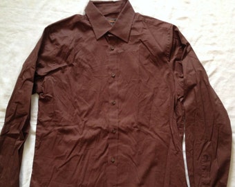 Ben Sherman London Classic Long Sleeve Burgundy Dress Shirt Medium Size Slim Fit