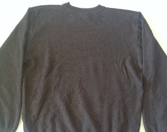 Barbour Men&#39;s Pullover Sweater Crewneck Brown Made In Scotland Pure Knit Wool Large Size *Please Read