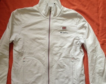 Sudadera unisex blanca Ben Sherman London, estilo deportivo, con cremallera, edición especial con la bandera británica - Talla mediana (UE)