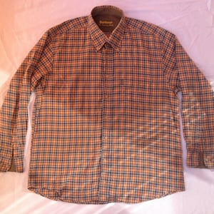 Barbour Men&#39;s Long Sleeve Vintage Button Down Brown Checked Pocket Shirt Size XXL - Repaired