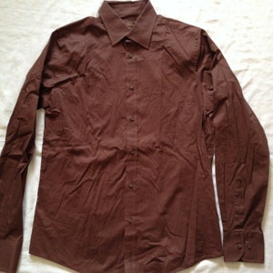 Ben Sherman London Classic Long Sleeve Burgundy Dress Shirt Medium Size Slim Fit