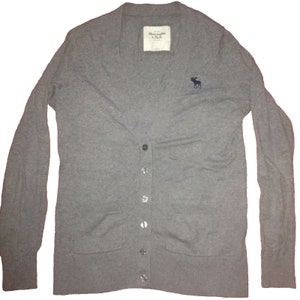Abercrombie And Fitch Men&#39;s Cardigan Gray Large Size Slim Fit