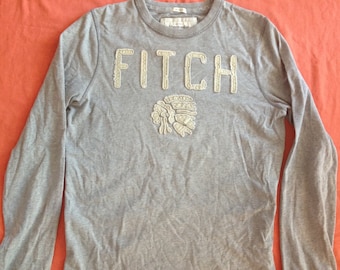 Abercrombie & Fitch Vintage Muscle Men's Gray Long Sleeve T-Shirt Size Medium  - Indian Head Embroidered