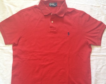 Polo Ralph Lauren Vintage Short Polo Sleeve T-Shirt Regular Size Large Red
