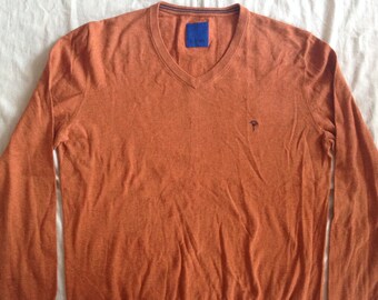 Joop! Vintage Terracotta V-neck Neck Classic Cotton Wool Made Sweater Size Large