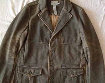 Calvin Klein Military Designed Men's Winter Blazer Jacket Wool Size Small US | Light Gray Green