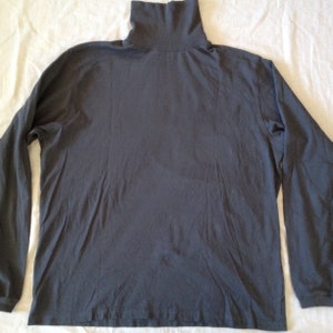 Adidas Men&#39;s Vintage Roll Neck Pure Cotton Gray Long Sleeve Shirt Large US