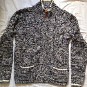 Diesel Jeans Vintage Sweater Cardigan Zipped Medium Size Cotton Knitted Size Medium Navy Blue White
