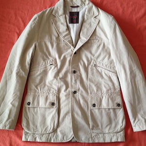 Peter Hays Italian Vintage Insulated Men&#39;s Blazer Jacket Size 52 EU 42 US - Twill Canvas Cotton Heavy Duty Made 4 Front Pockets 3 Button