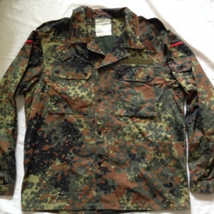 Kohler Vintage German Military Camouflage Field Shirt Jacket W/ Zipper Snap Buttons 175-185-105-9 Size Large