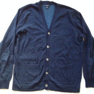 J Crew New York Vintage Cardigan Pure Cotton Navy Blue Size Medium M US Rare