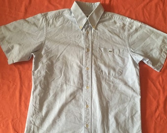 Lacoste Men's Short Sleeve Blue Dress Shirt Size 38 Small To Medium