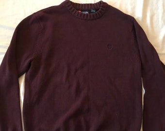 Ralph Lauren Chaps Men's Burgundy Pullover Pure Cotton Sweater Size Large Crew Neck