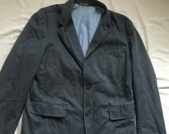 Gap Men s Cotton Spring Fall Blazer Jacket Gray Blue Size Large Slim US