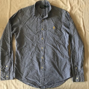 Polo By Ralph Lauren Men&#39;s Long Sleeve Dress Shirt Checkered Size Medium Slim Fit