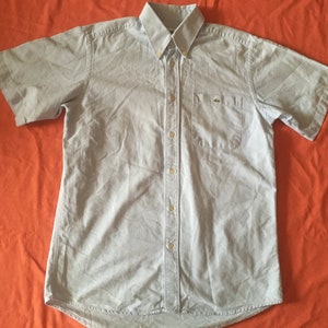 Lacoste Men&#39;s Short Sleeve Blue Dress Shirt Size 38 Small To Medium